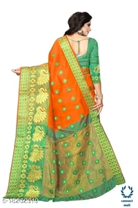 COTTON BASED JACQUARD SAREES  - Saree Length Size-5.5, Blouse Length Size-0.8, Cotton Silk, Zari Woves, Pack of :1